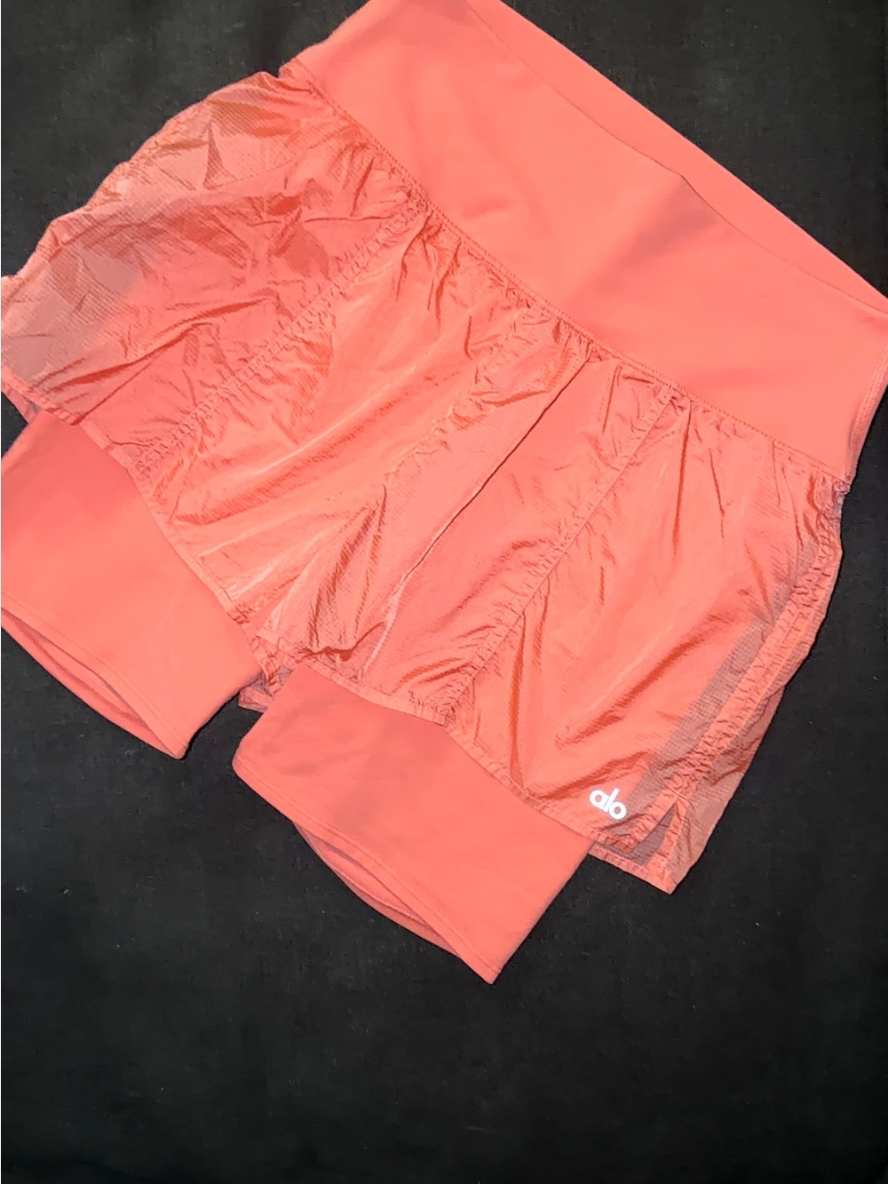 ALO Yoga high Waisted circuit Coral Pink Layered Shorts